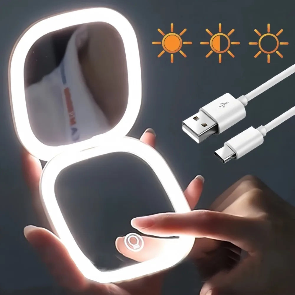 Miroir de maquillage LED double face