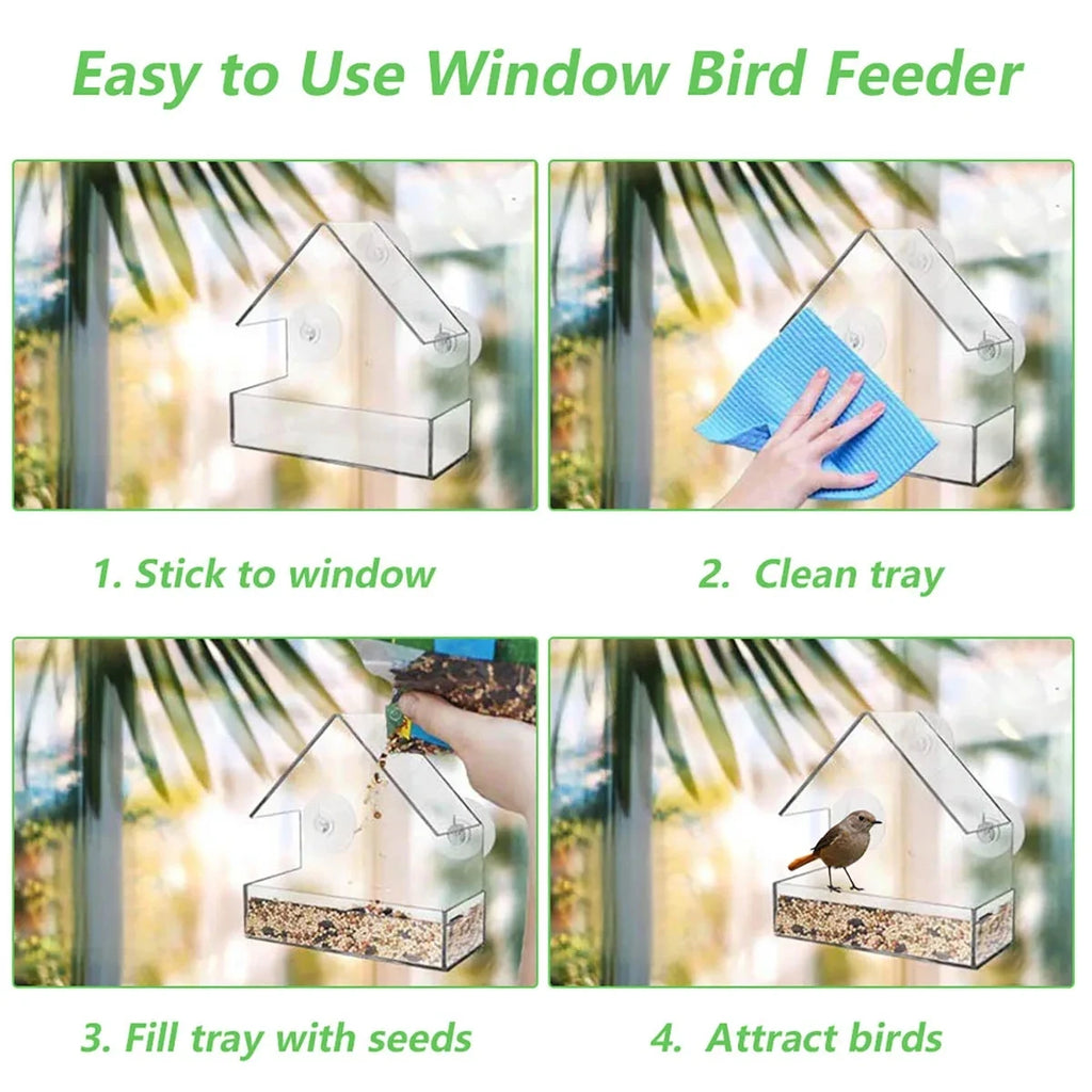 Mangeoire à oiseaux transparente pour fenêtre