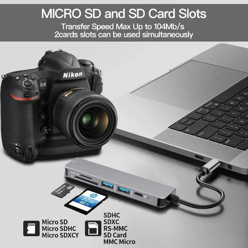 Hub USB-C 6 en 1 avec HDMI 4K