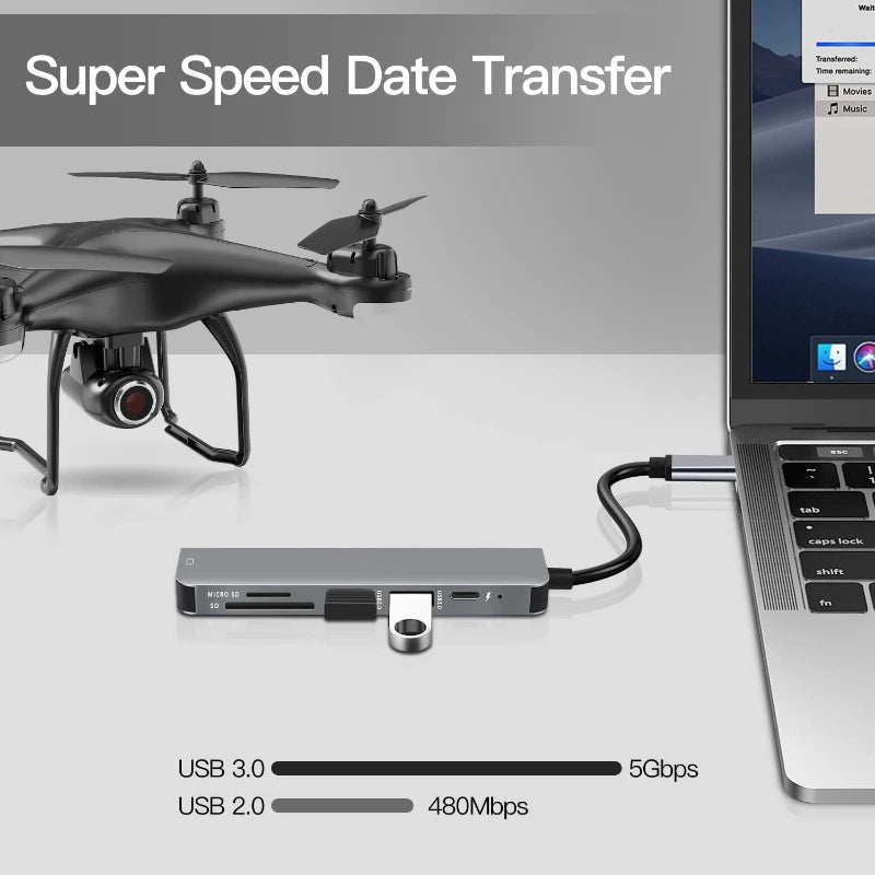 Hub USB-C 6 en 1 avec HDMI 4K