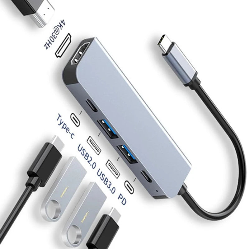 Hub USB-C 6 en 1 avec HDMI 4K