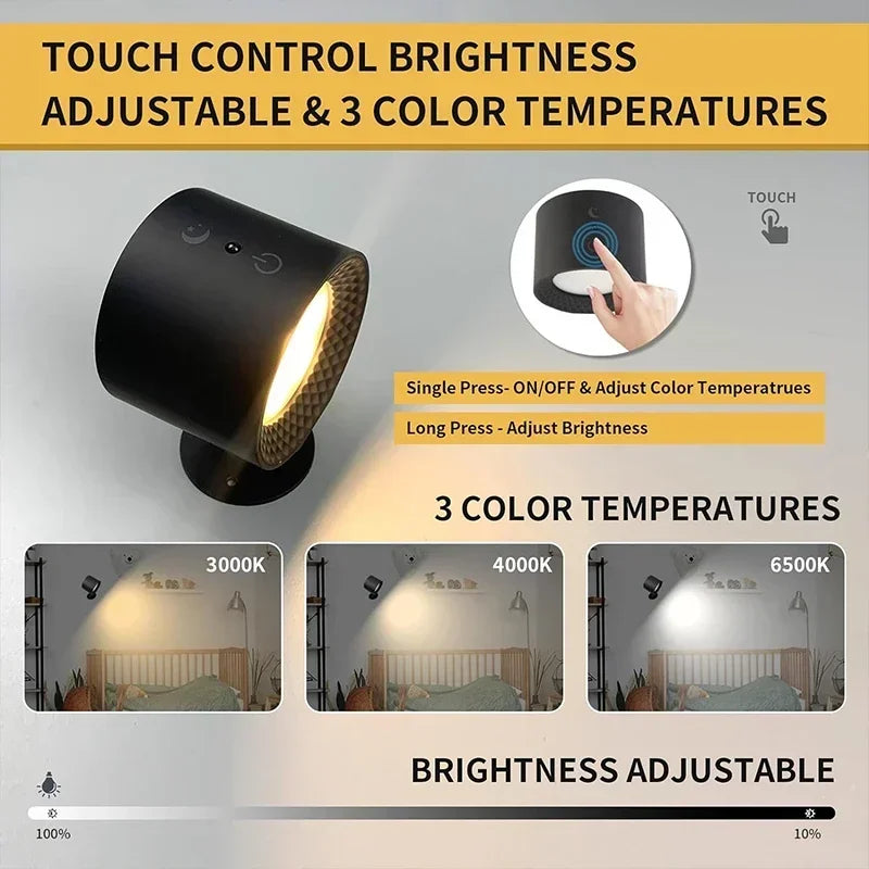 Applique murale LED sans fil double tête