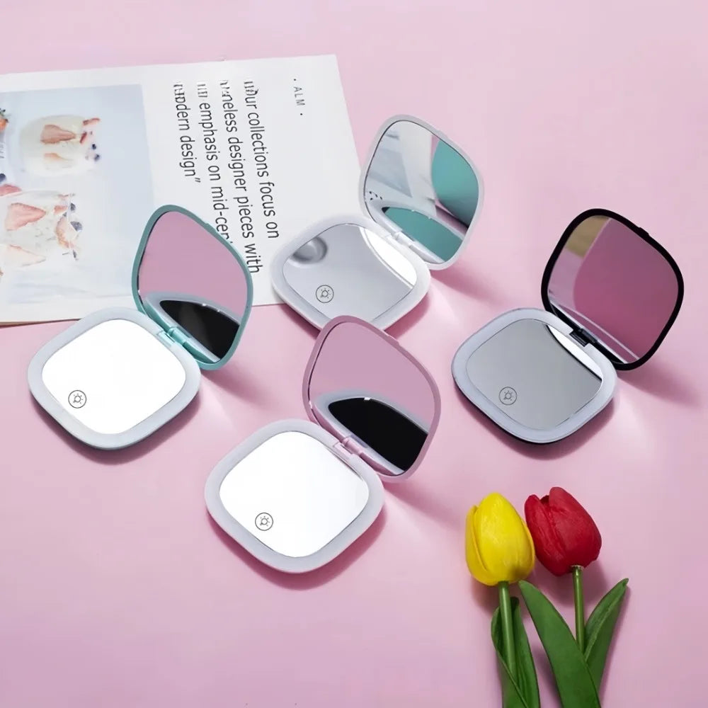 Miroir de maquillage LED double face