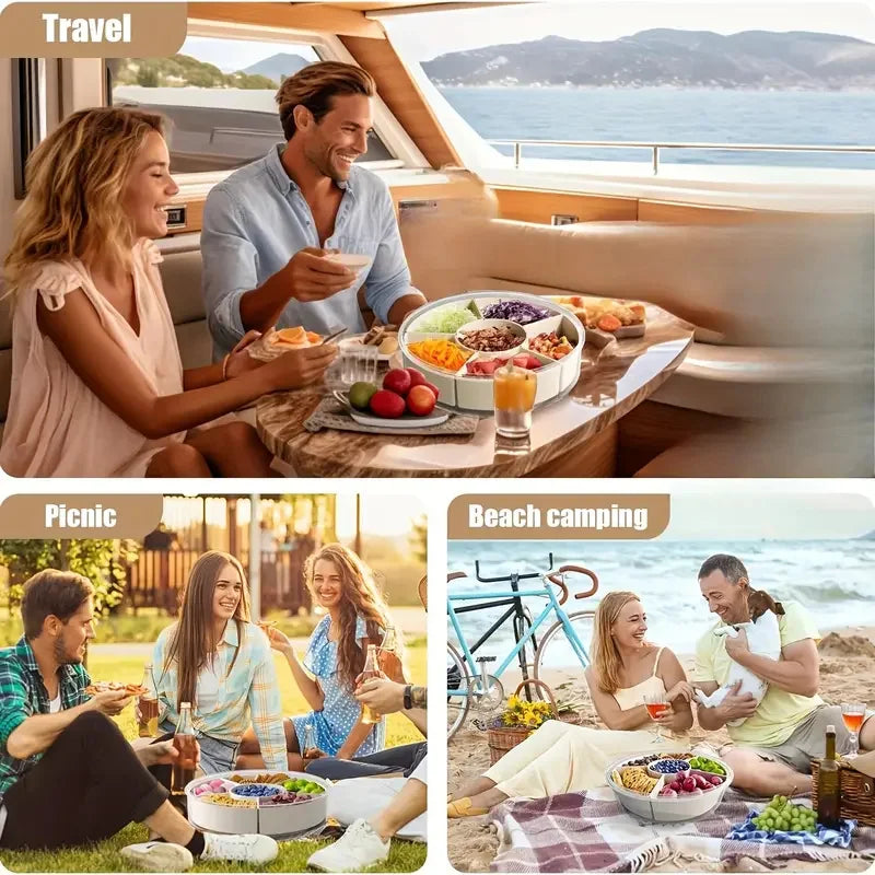Plateau apéritif rotatif avec couvercle