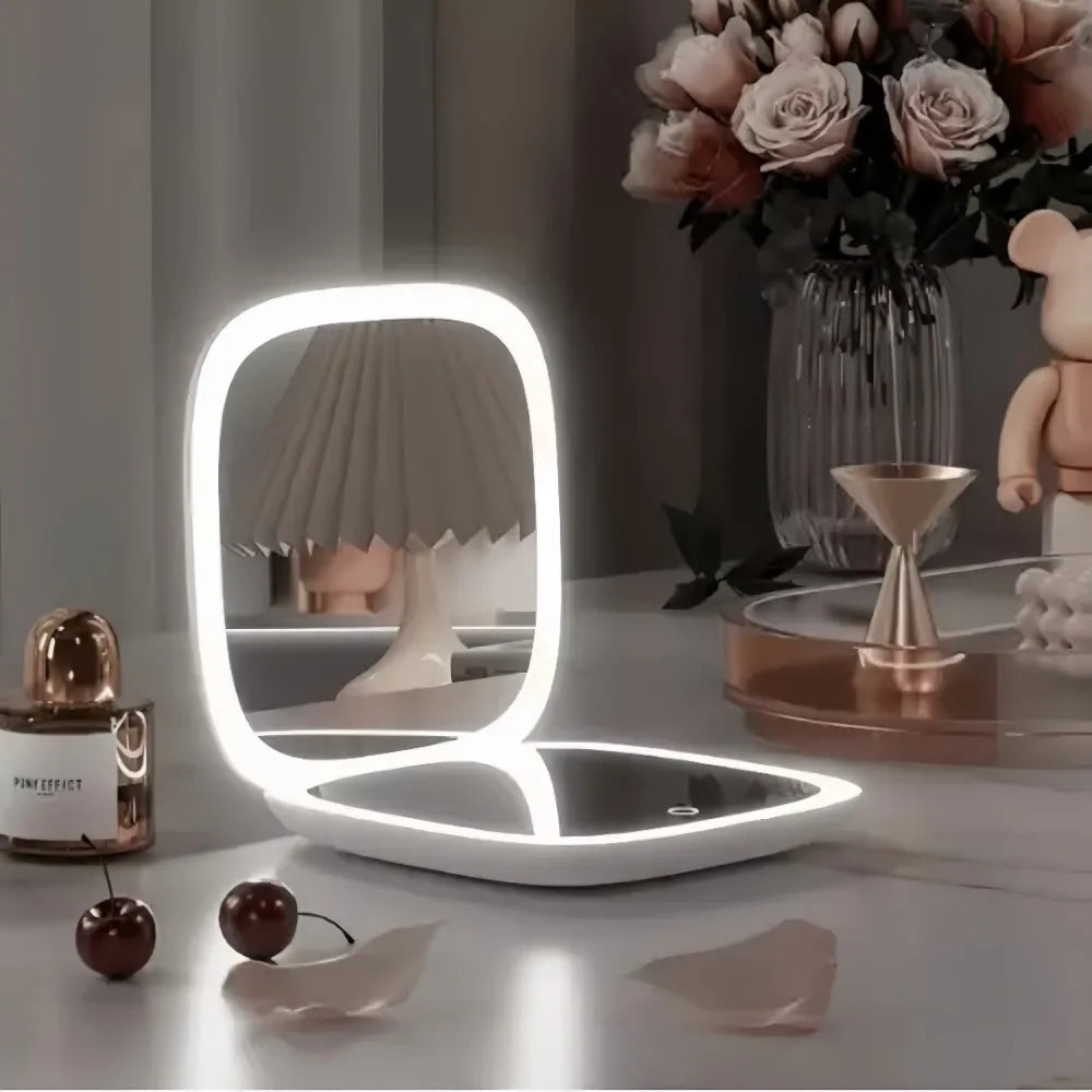 Miroir de maquillage LED double face