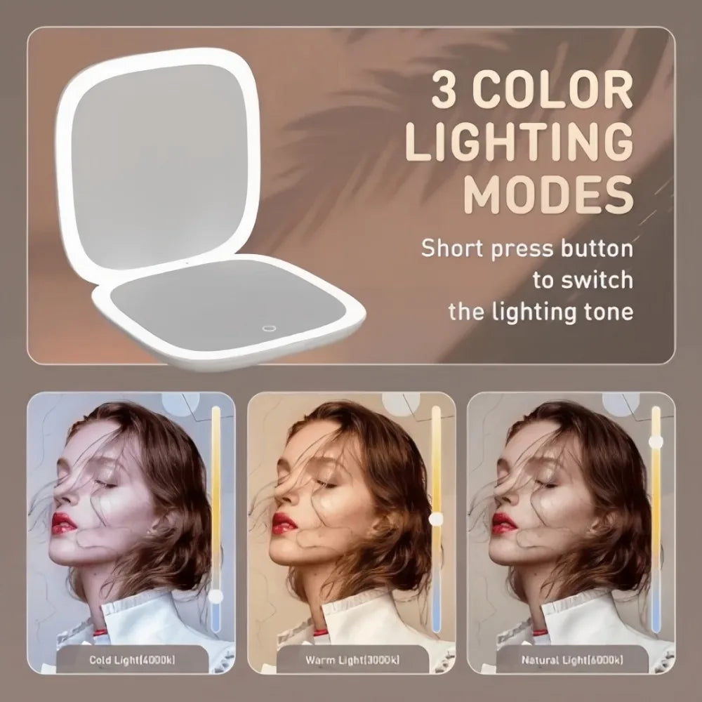 Miroir de maquillage LED double face