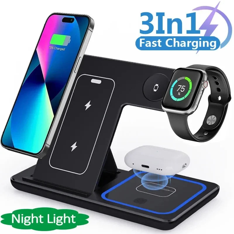 Station de charge sans fil 3 en 1 pliable